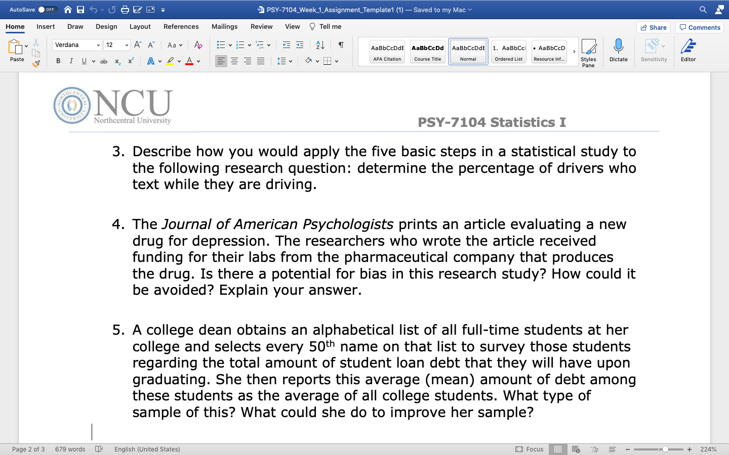  AutoSave . OFF 3 PSY-7104_Week_1_Assignment_Template1 (1) - Saved to my Mac