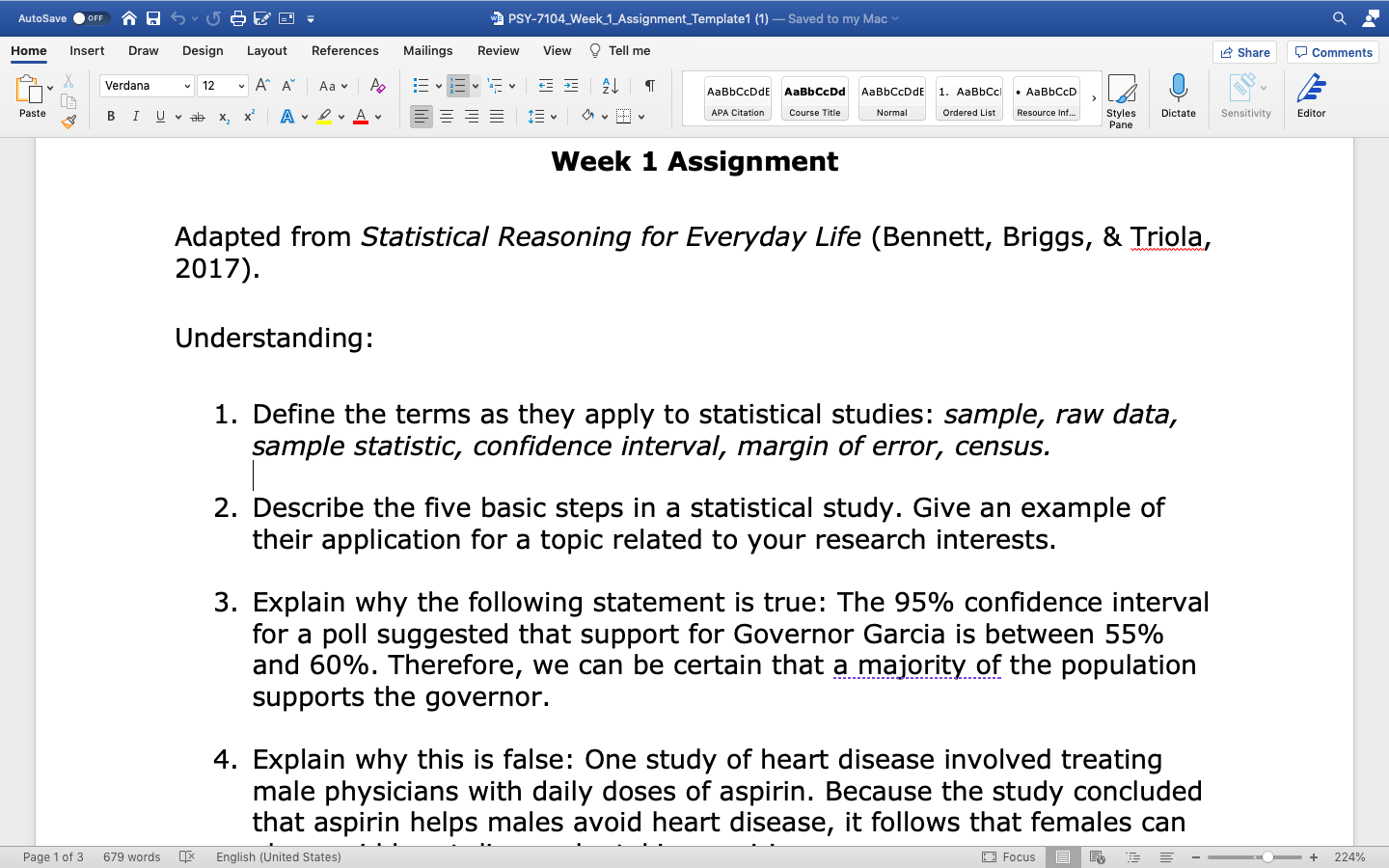 APA Citation Course Title Normal Ordered List Resource Inf... Styles Dictate Sensitivity