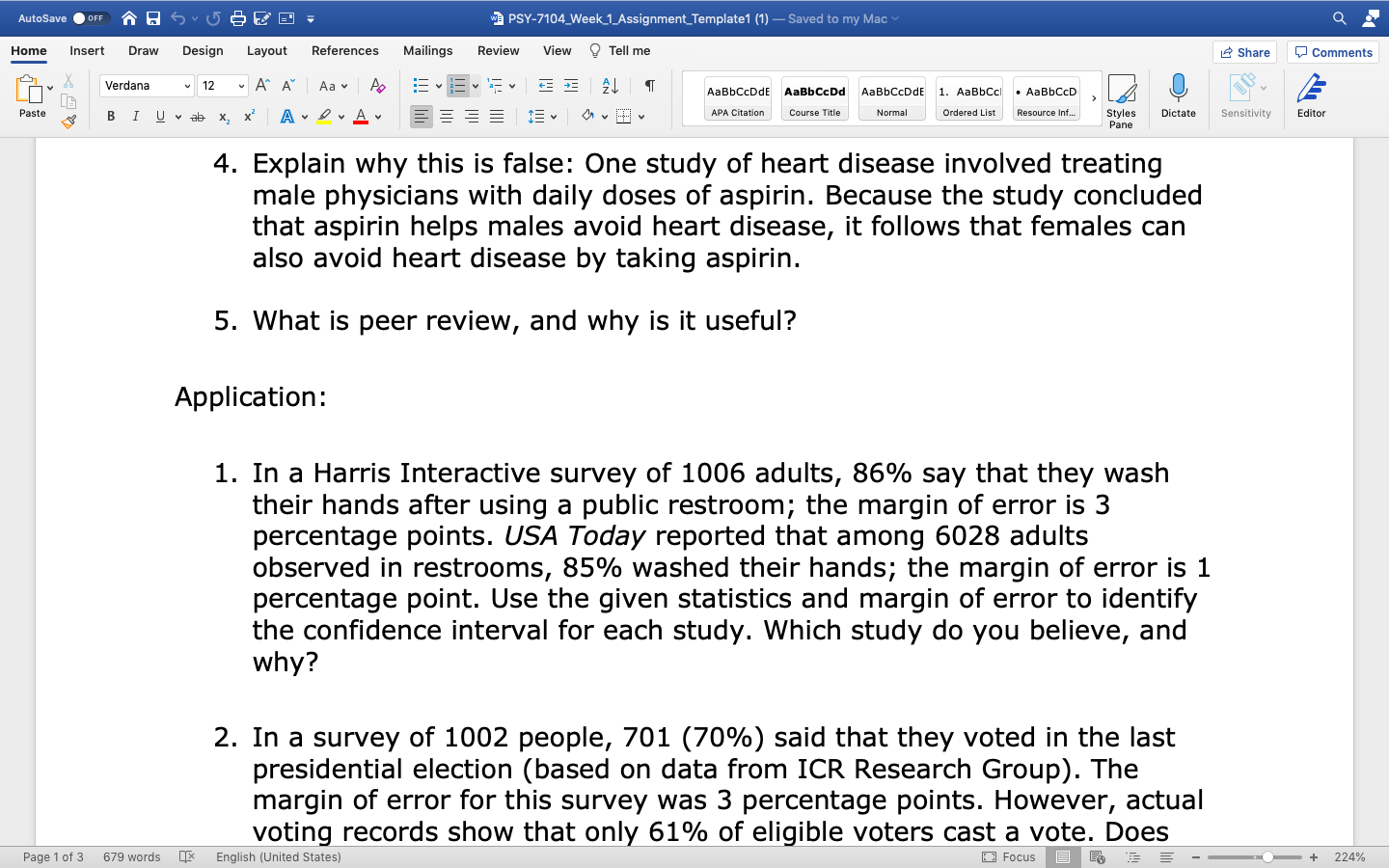 Editor Pane NCU Northcentral University PSY-7104 Statistics I 3. Describe how you