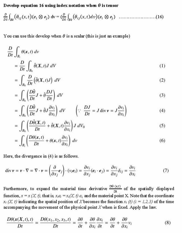 Develop equation 16 using index notation when Develop equation 16 using index