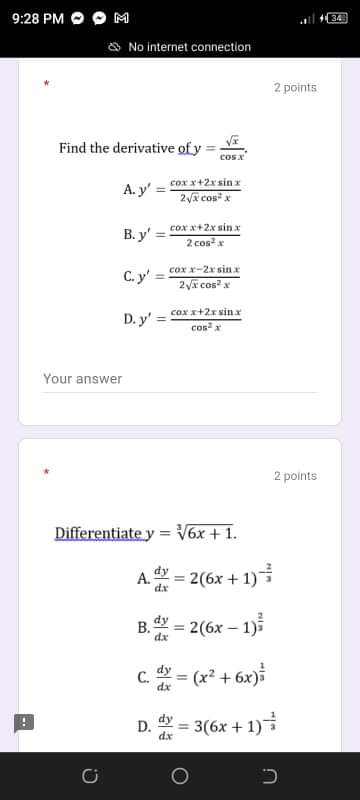 -csc (x) C. sec? (x) D. CSC?(x) O9:28 PM O O M