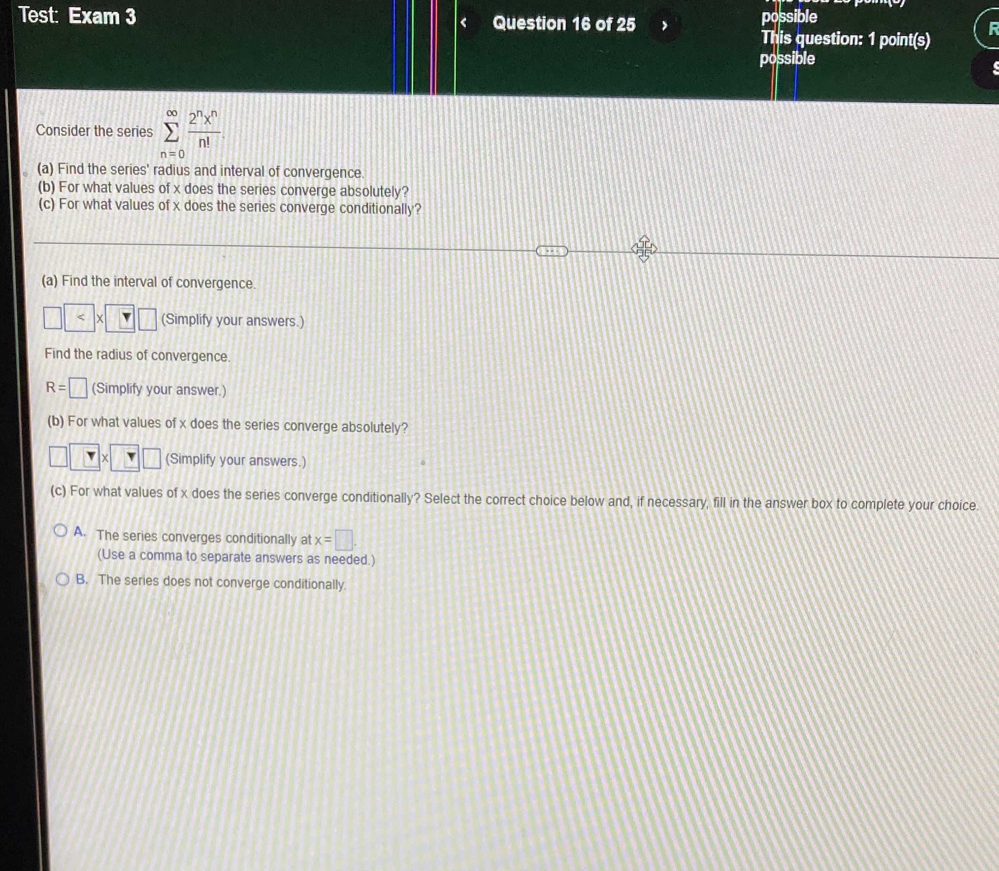 Please give the correct solutions Test: Exam 3 Question 16 of 25