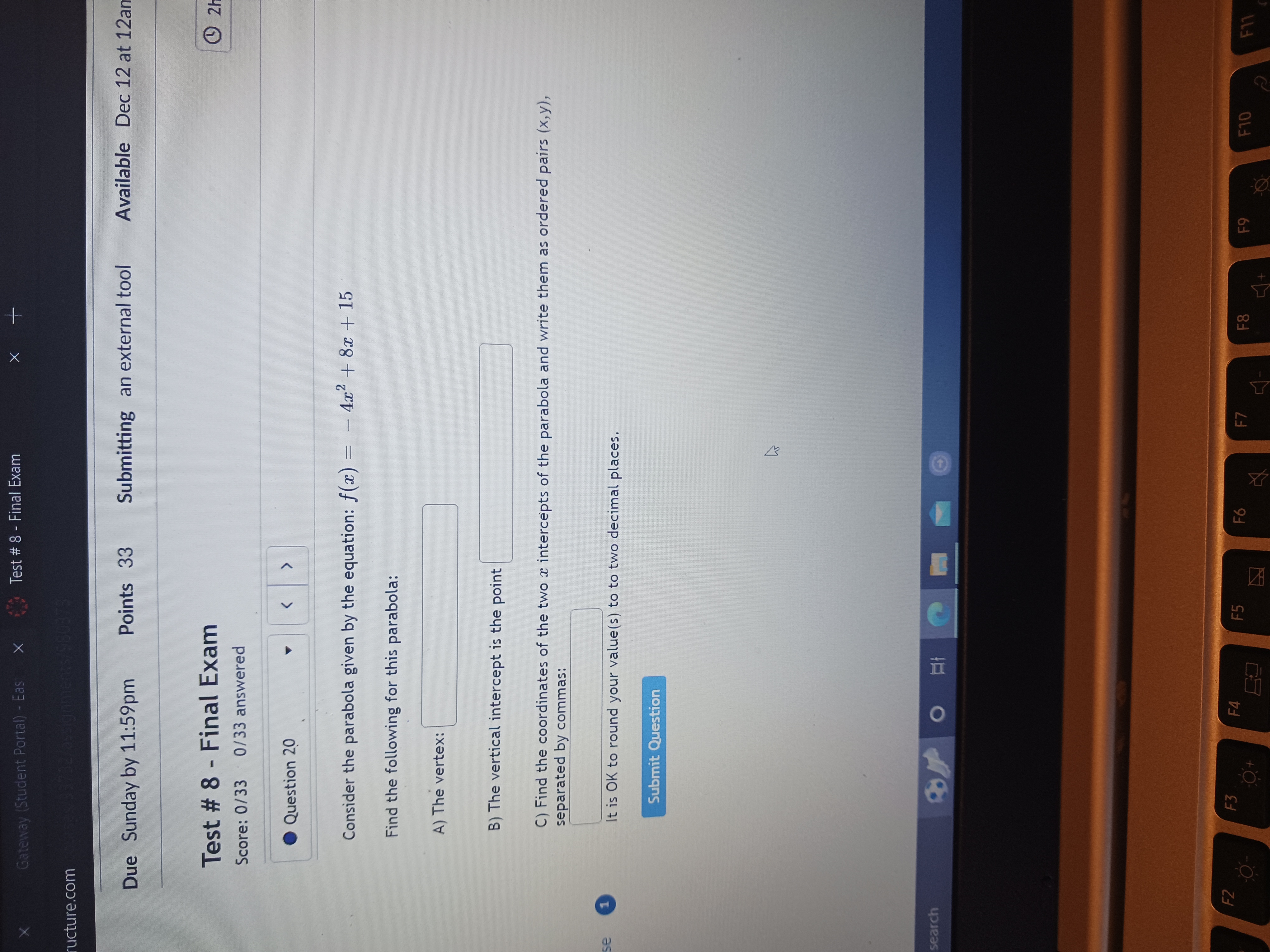 Exam ucture.com Due Sunday by 11:59pm Points 33 Submitting an external tool