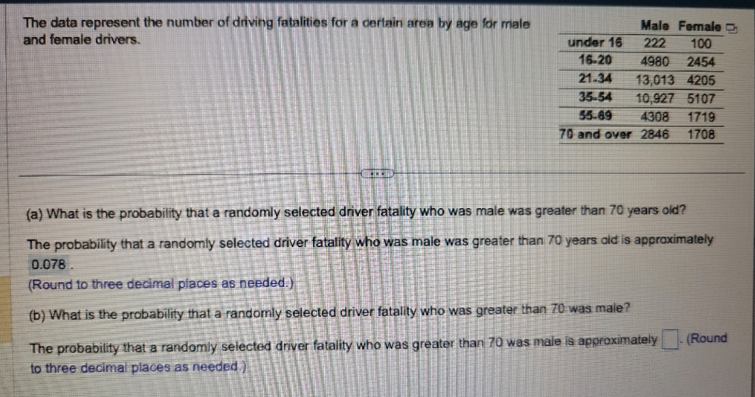 can you help solve problem b please? The data represent the number