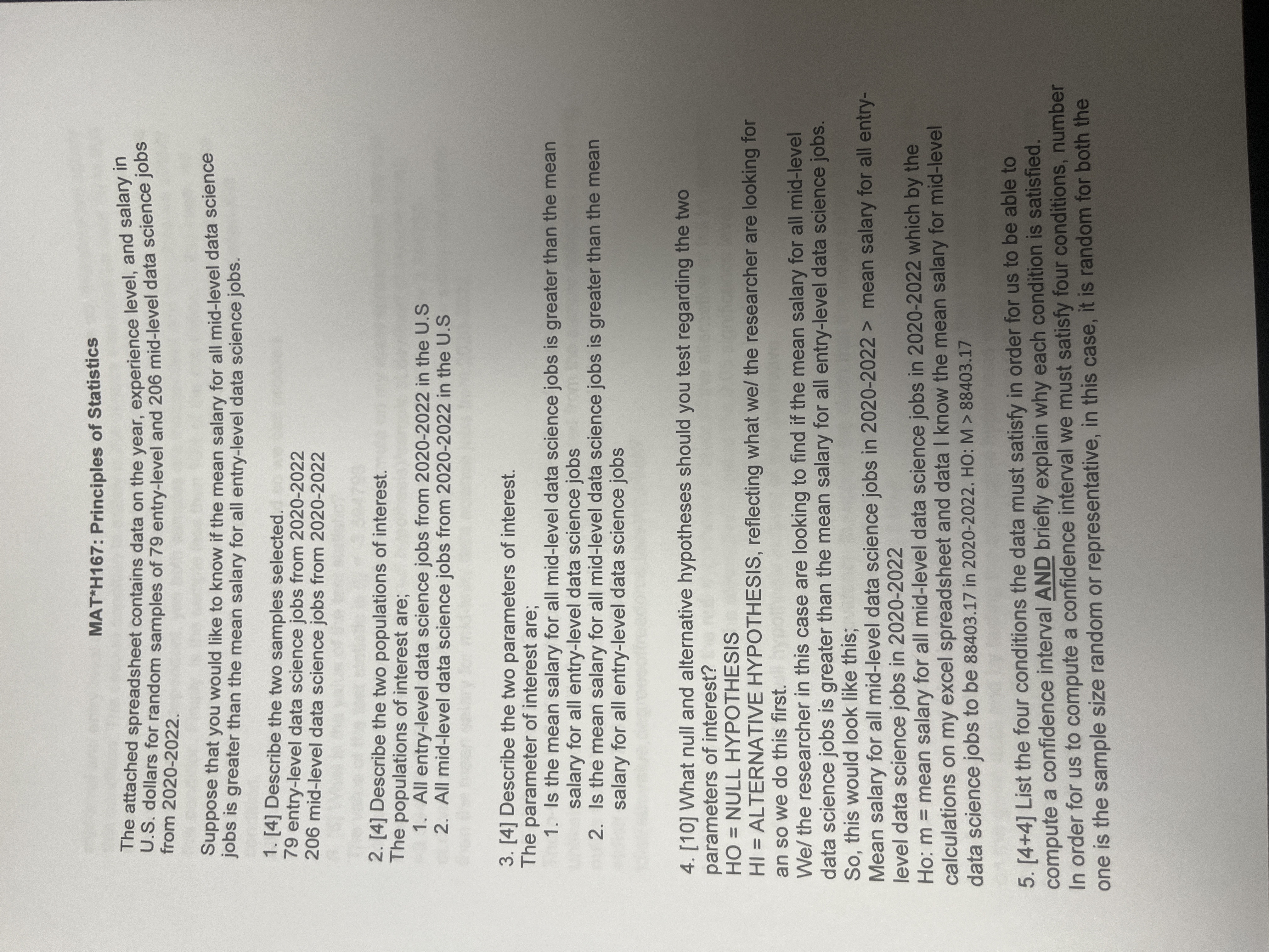 you would like to know if the mean salary for all mid-level