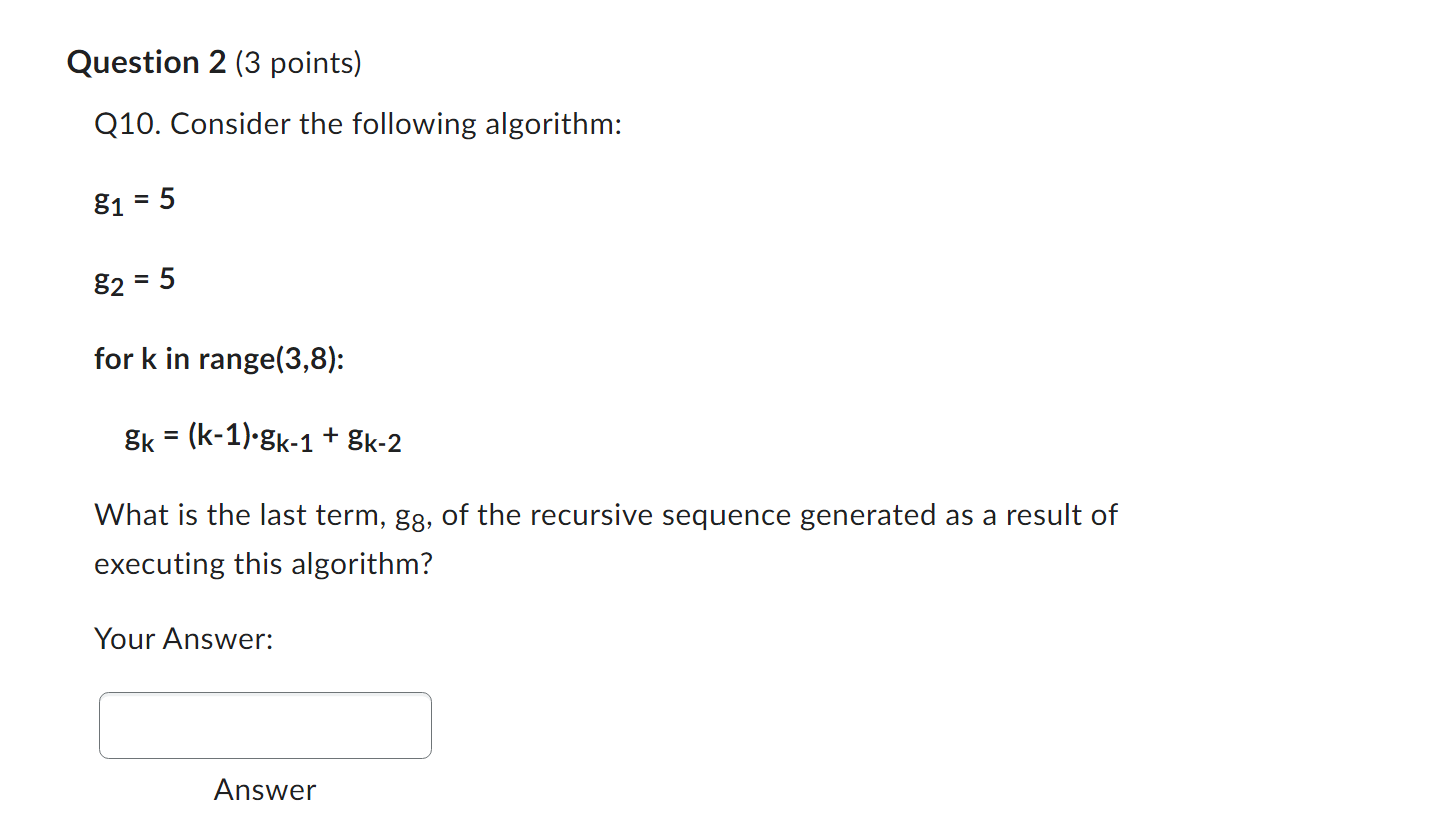 am What is the last term, g8, of the recursive sequence generated