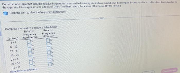  Construct one table that includes relative frequencies based on the frequency