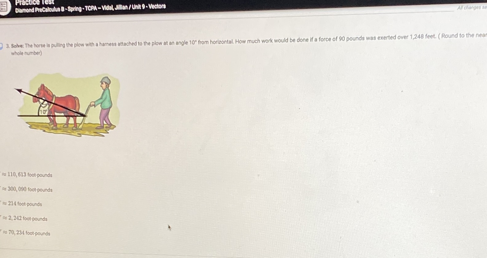 All changes s Practice Test Diamond Precalculus B - Spring -