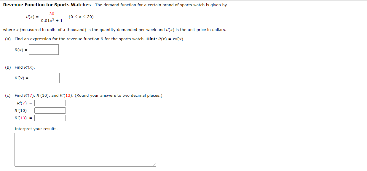 sports watch is given by 45 d[x) : 2 0.01)! + l