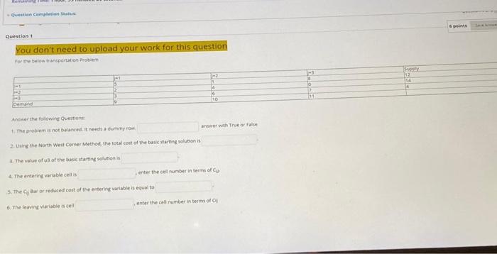 for this question For the below transportation Problem 2 3 Supply 12
