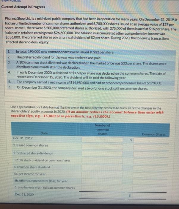 Current Attempt in Progress Pharma Shop Ltd. is a mid-sized public