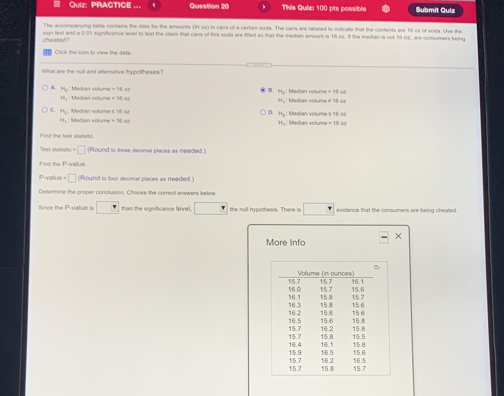 All the answers please! Quiz: PRACTICE .. Question 20 This Quiz: 100