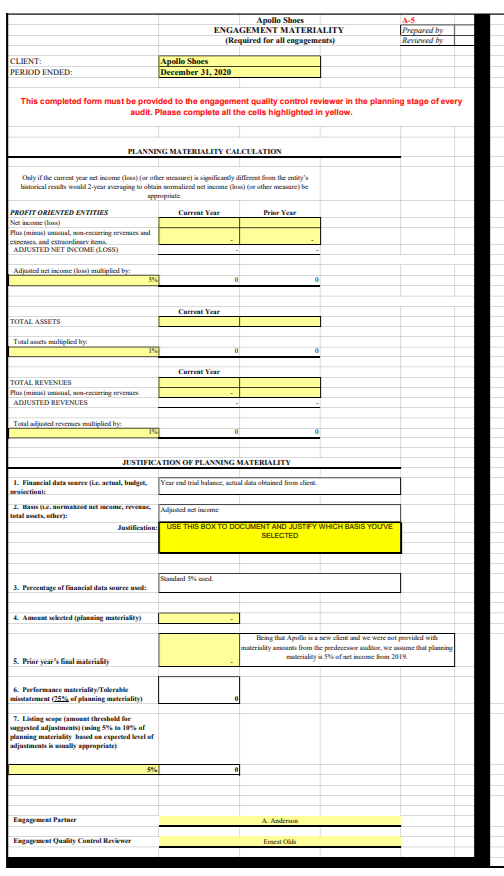 Please help asap Required information:In this mini-case perform some procedures required