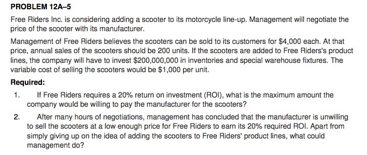 its motorcycle line-up. Management will negotiate the price of the scooter with