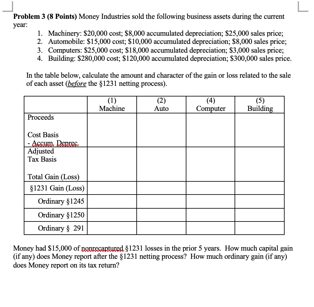 SHOW ALL WORK TO RECEIVE FULL CREDIT! AND LABEL. Problem 1 (8