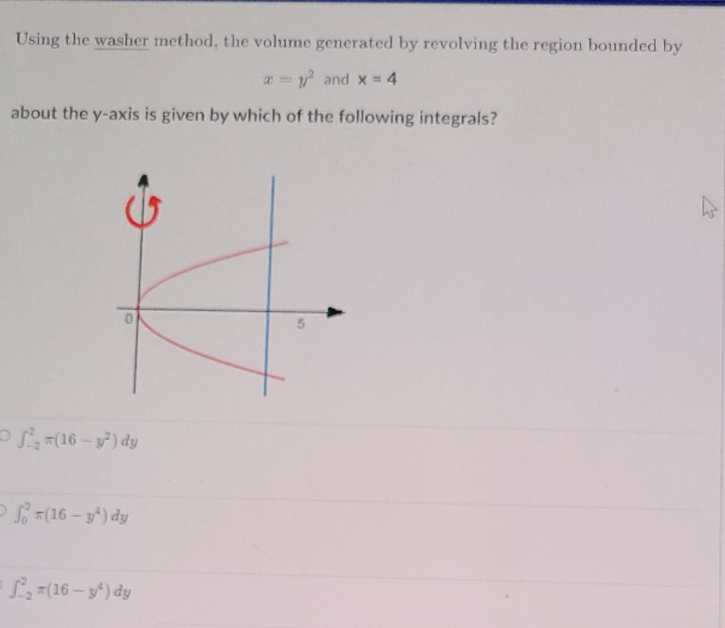 I need help Using the washer method, the volume generated by revolving