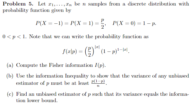 with probability function given by P(X = -1) = P(X = 1)
