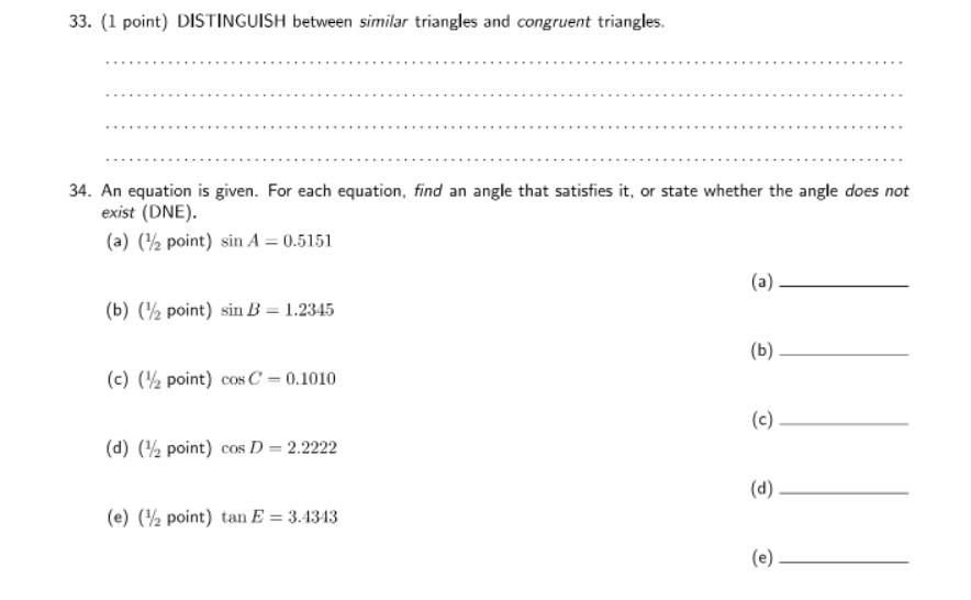 triangles and congruent triangles. 34. An equation is given. For each equation,