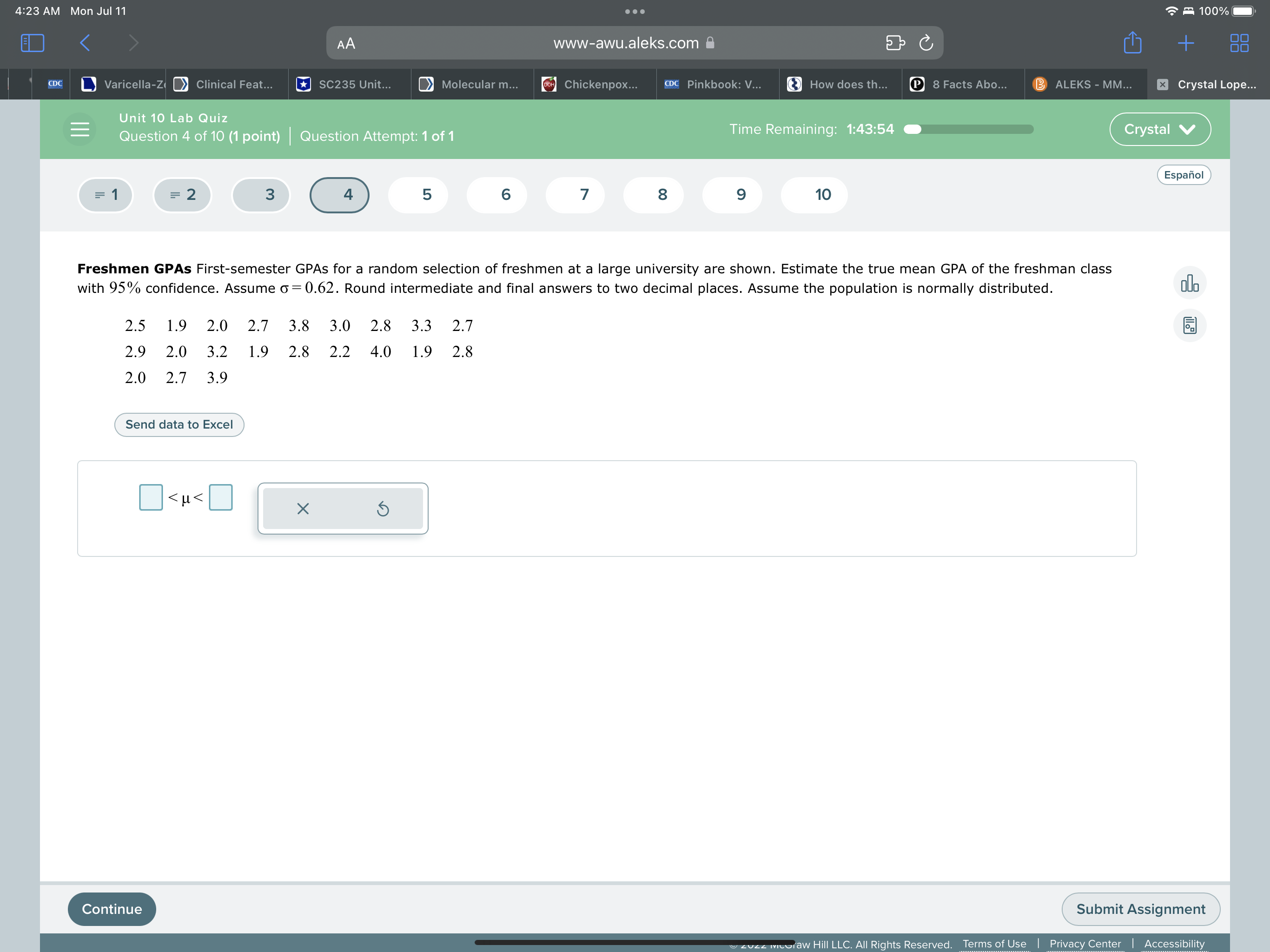 a C CDC Varicella-Z > Clinical Feat... *SC235 Unit... > Molecular m...