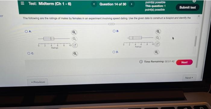 of 30 point(s) possible This question: 1 Submit test point('s) possible The