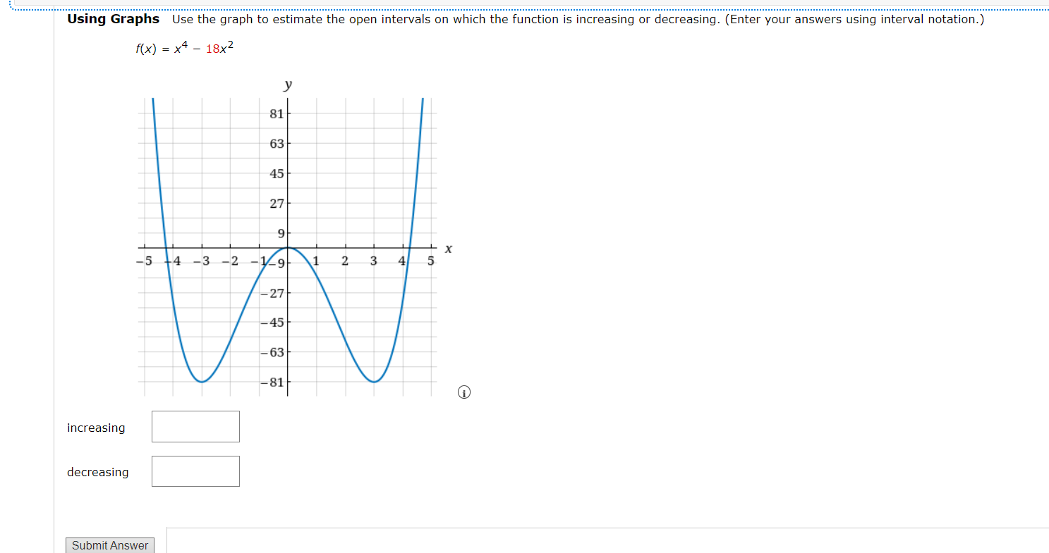 which the function is increasing or decreasing. (Enter your answers using interval