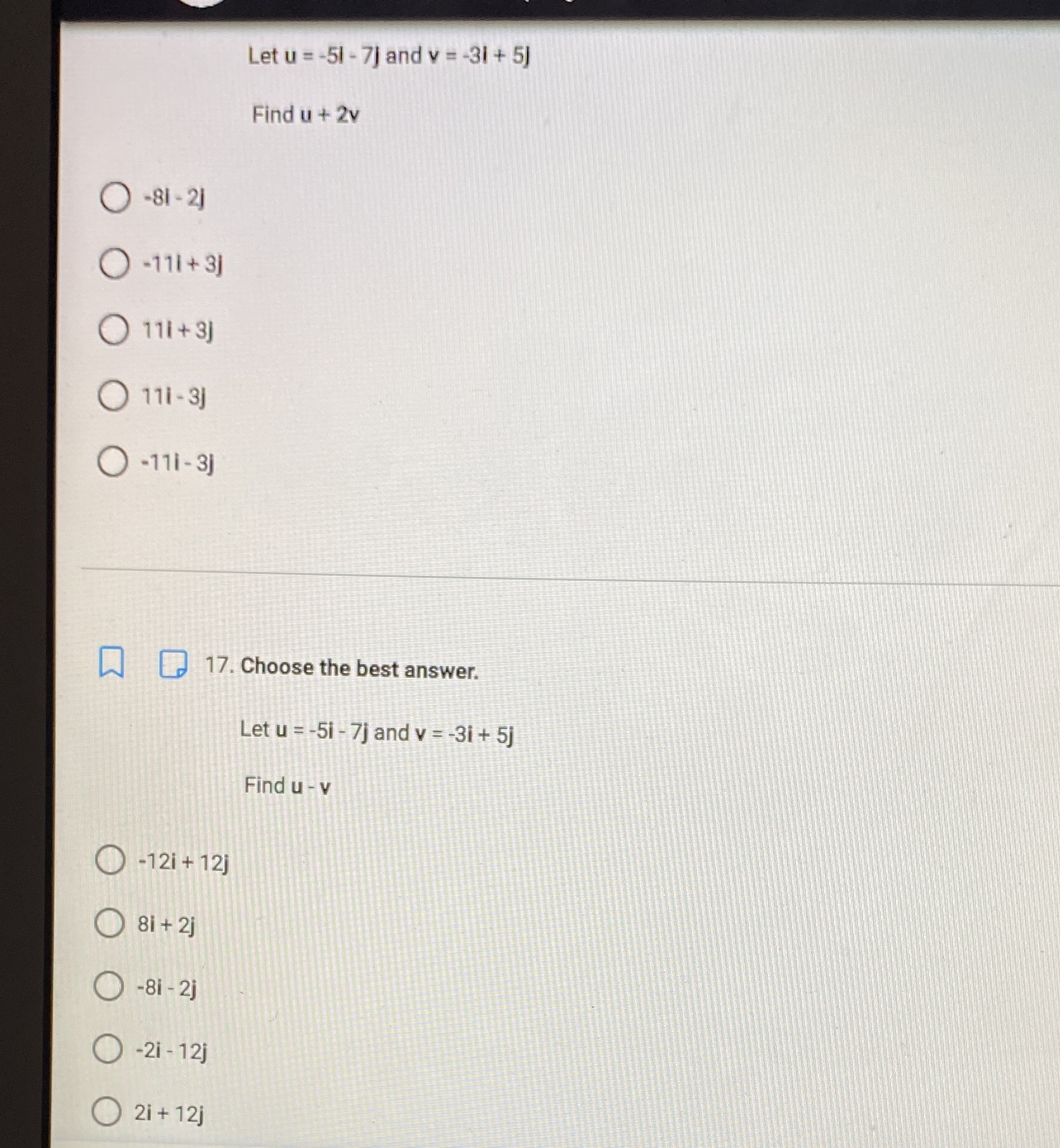  Let u = -51 - 7] and v = -31 +