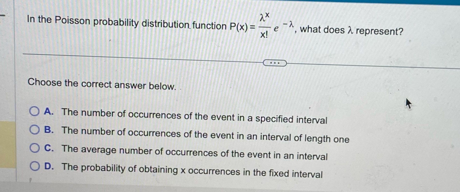  2x In the Poisson probability distribution function P(x) = e what