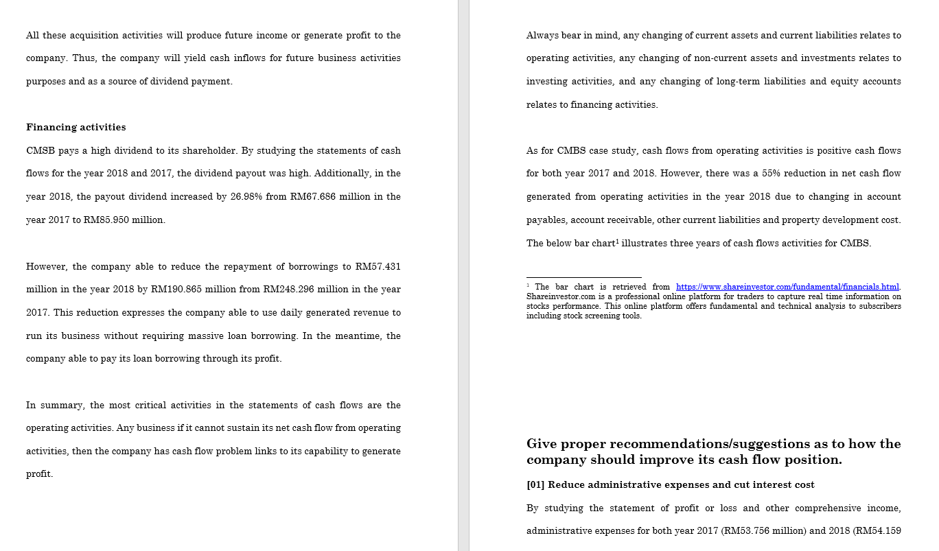 page 71-79. You are required to analyse the Cash Flow Statement (Page
