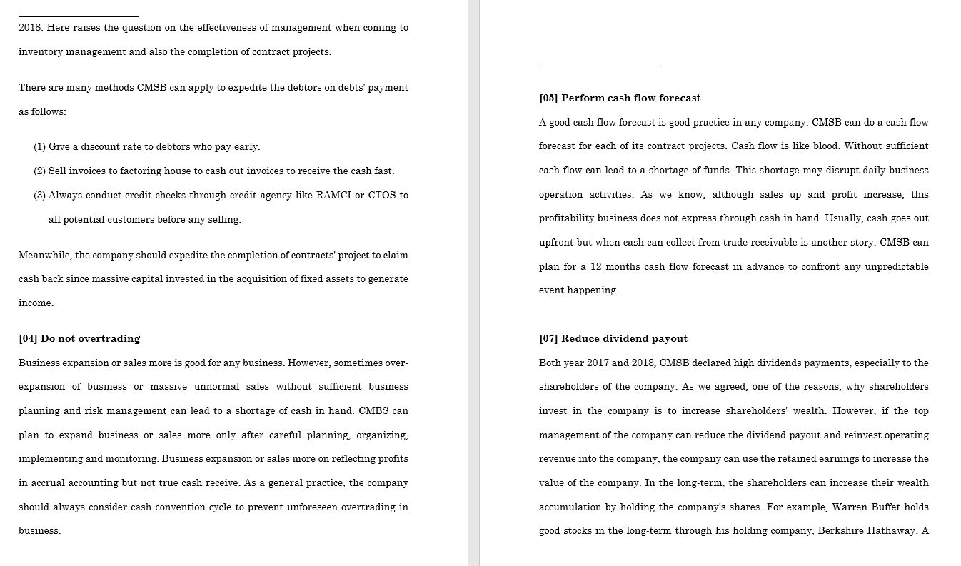 Critically comments where appropriate on how the cash ow of the company