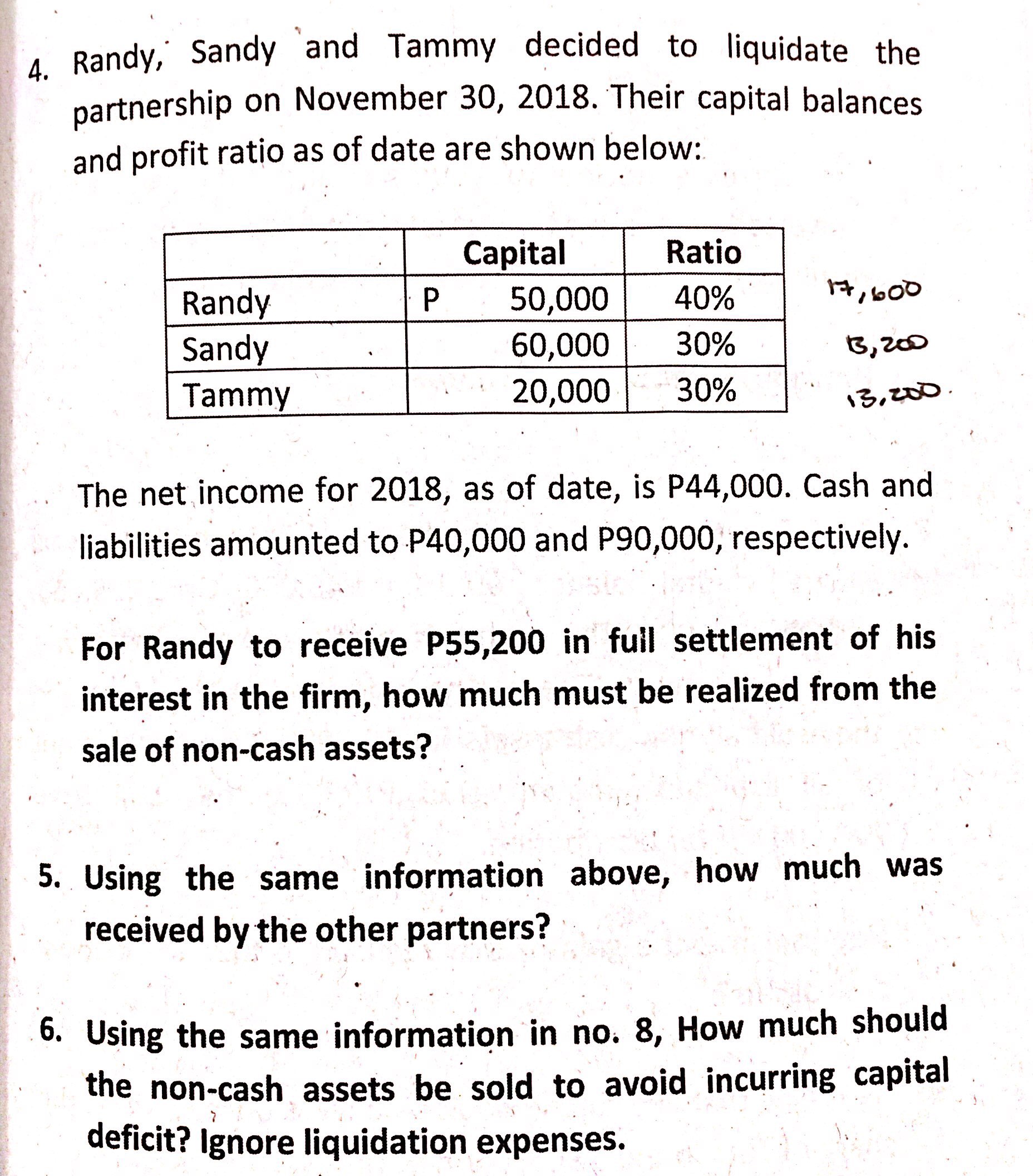 Homework Help [Partnership Liquidation - Lump Sum] Hello, need help answering the