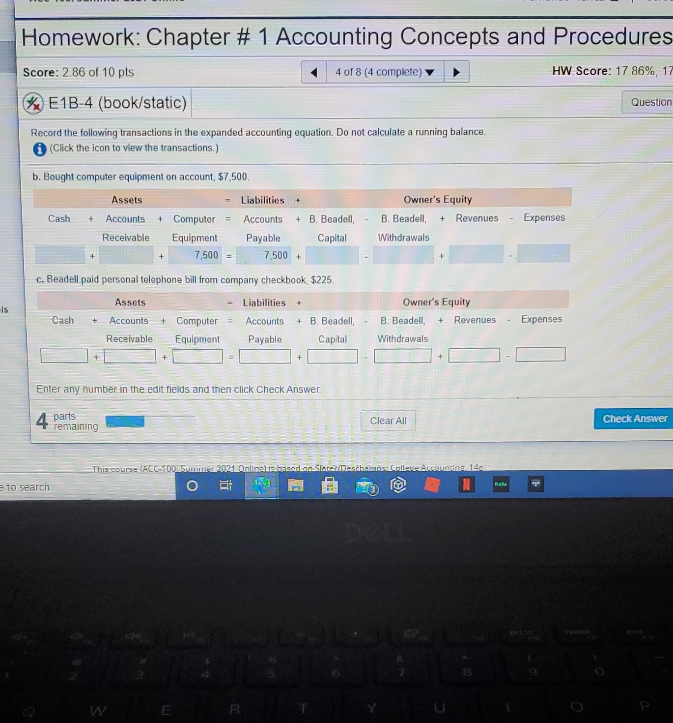 help me in Questions C please. Homework: Chapter # 1 Accounting Concepts