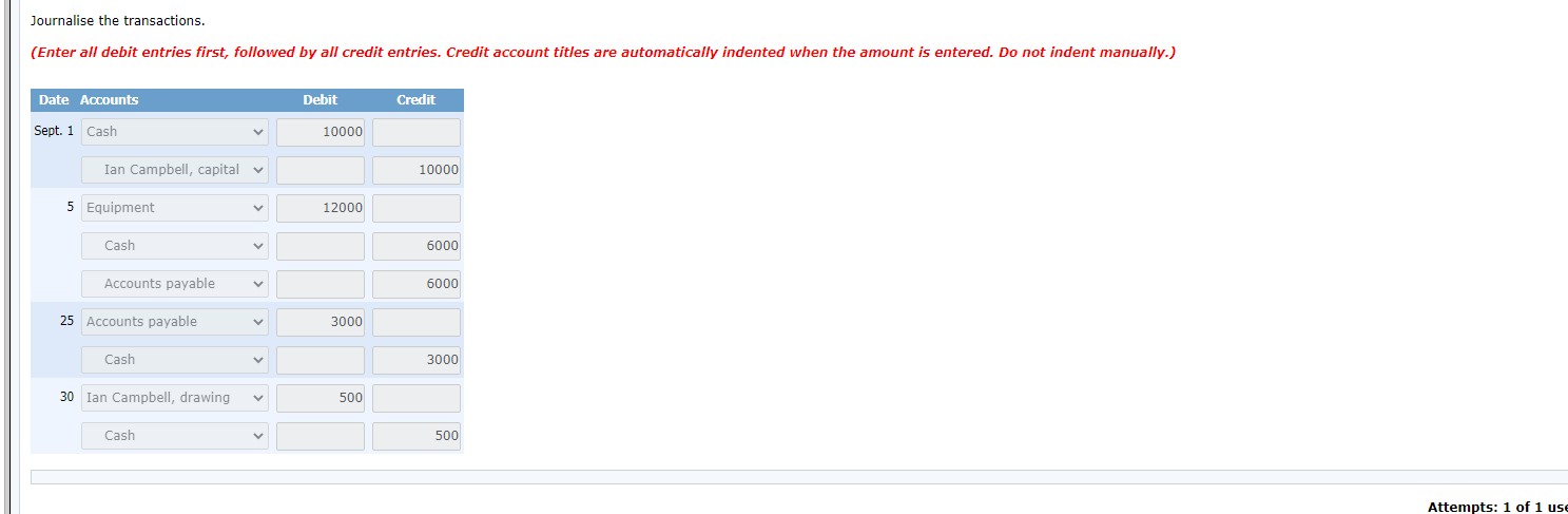 Designs during its first month in business are presented below. Sept. 1