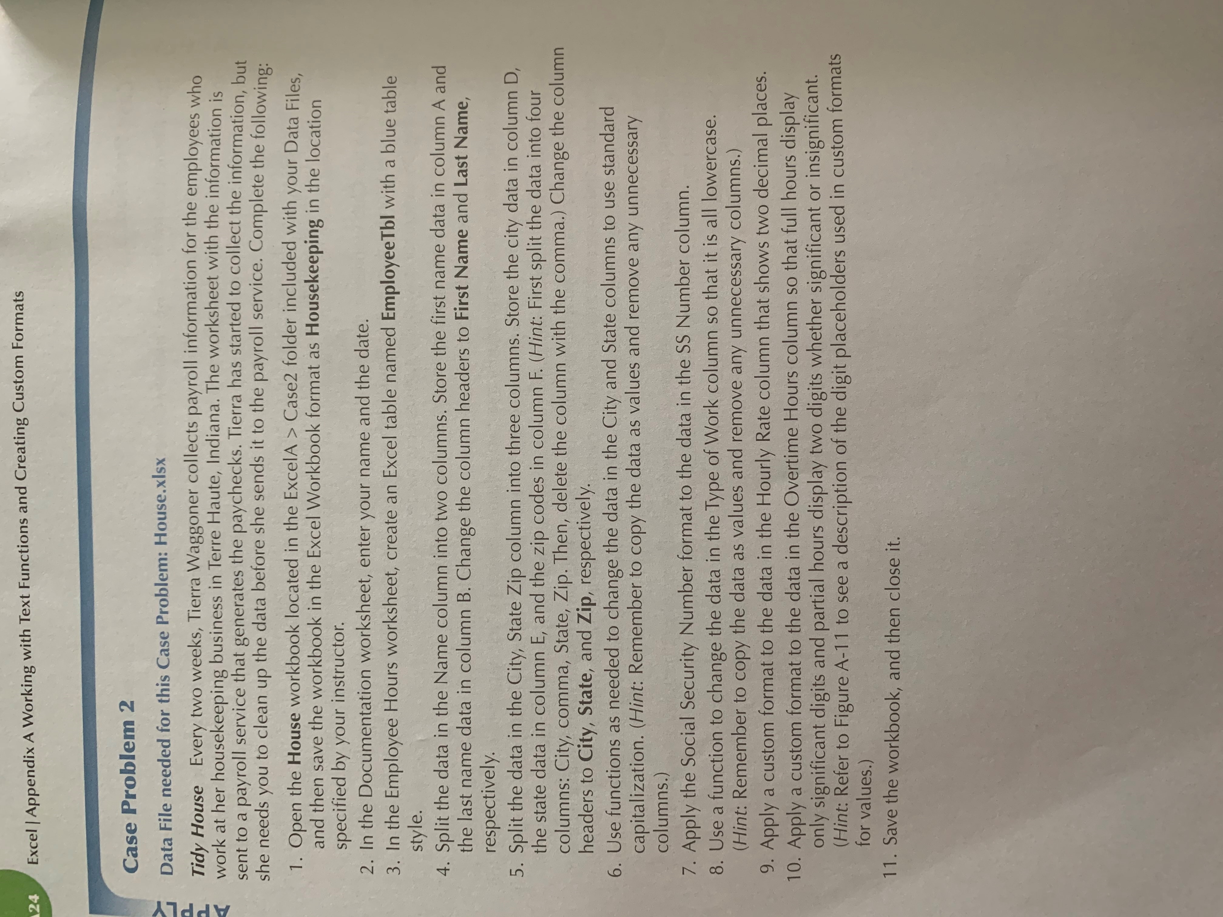 step 3-step 11 Excel | Appendix A Working with Text Functions and