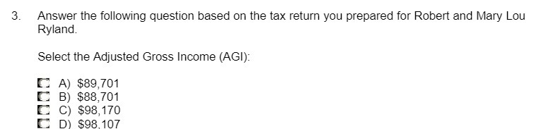  3. Answer the following question based on the tax return you