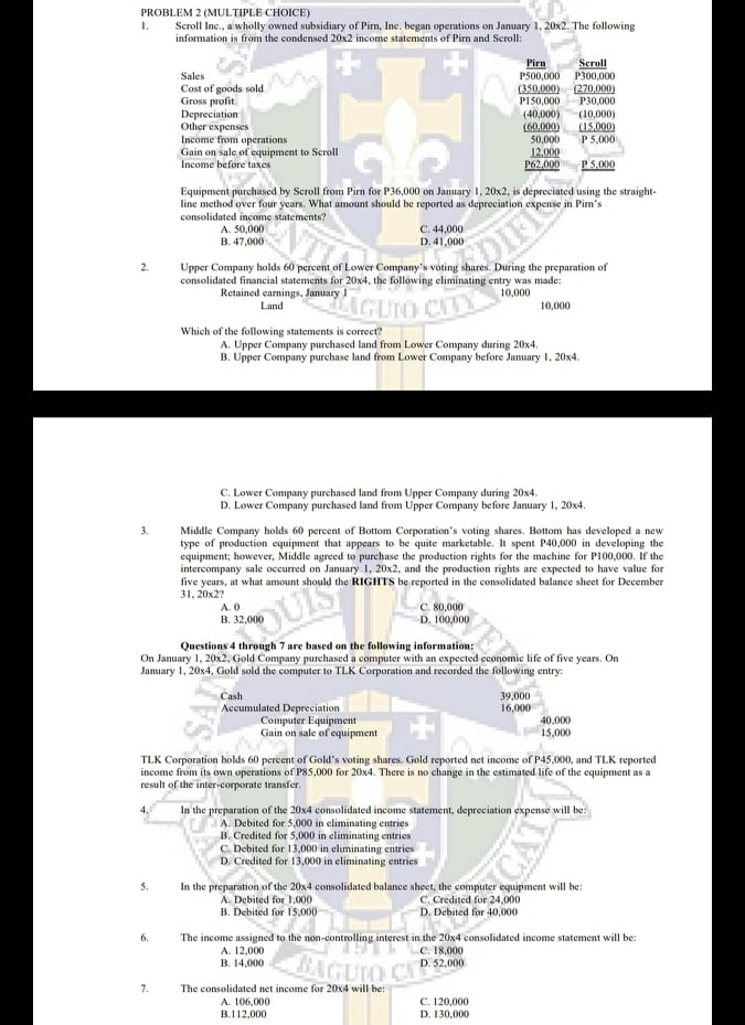 please help me answer the following with solutions: PROBLEM 1: 1.The investment