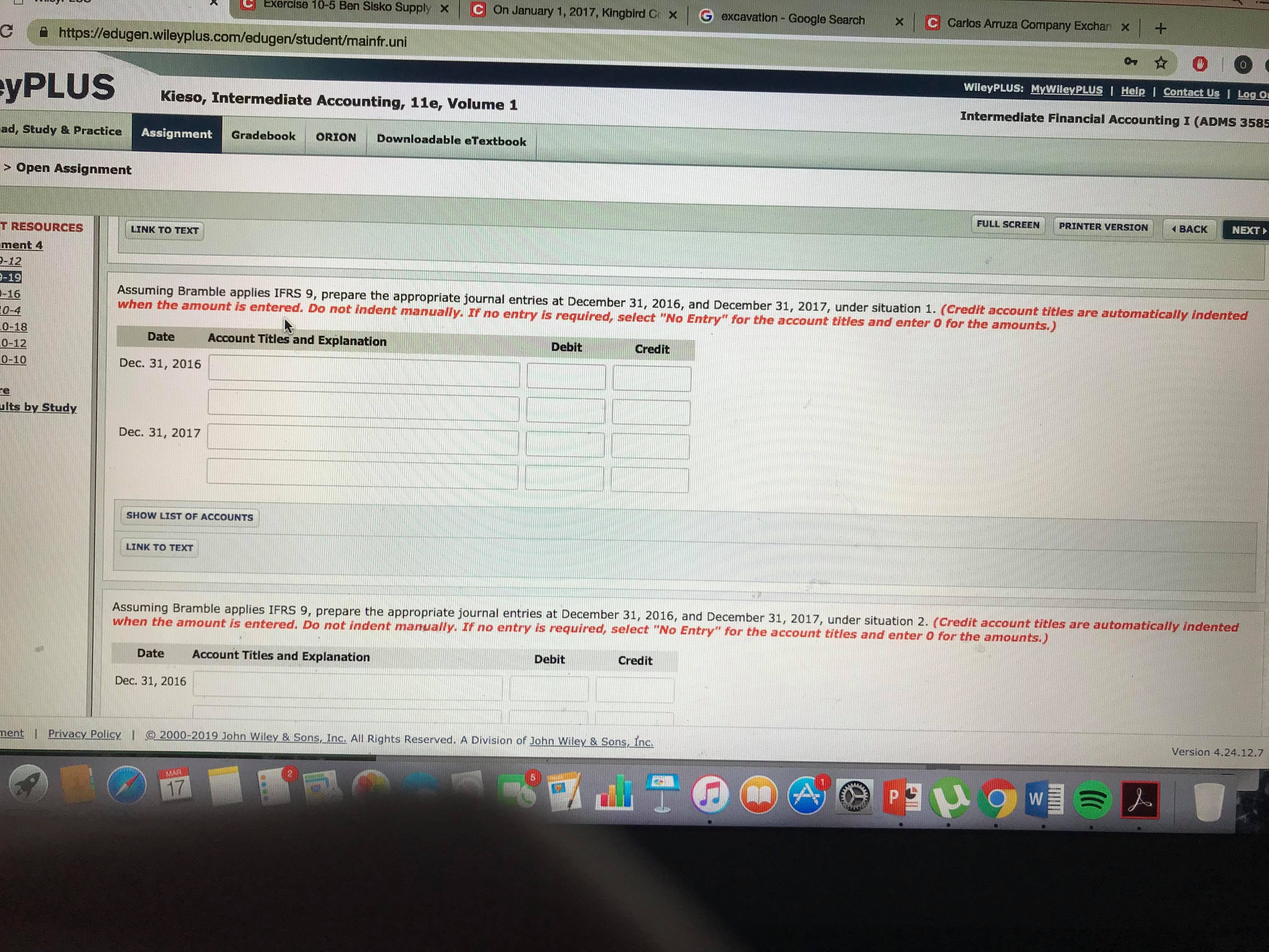 BACK NEXT Exercise 9-19 Bramble Corp., a December 31 year-end company that