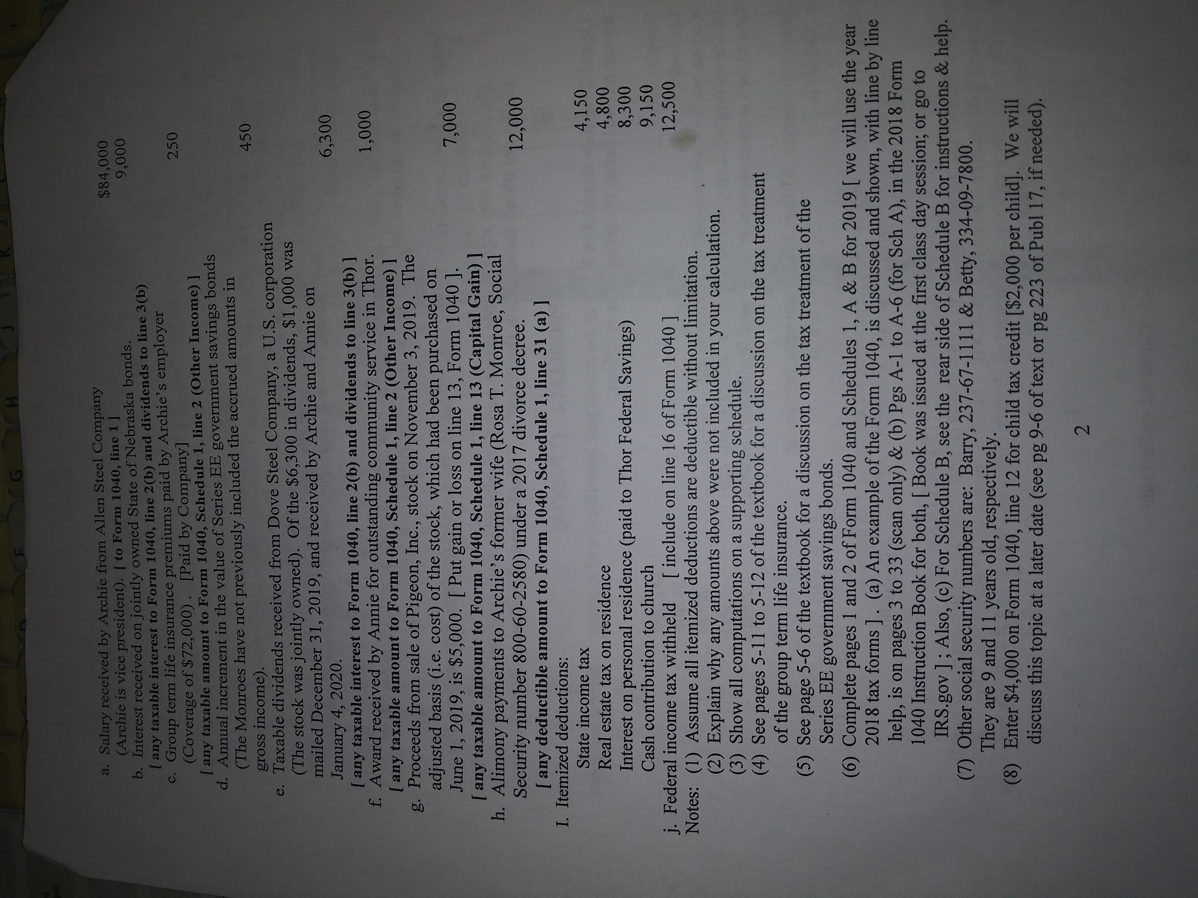 know how to do them in the tax forms A. FORM 1040: