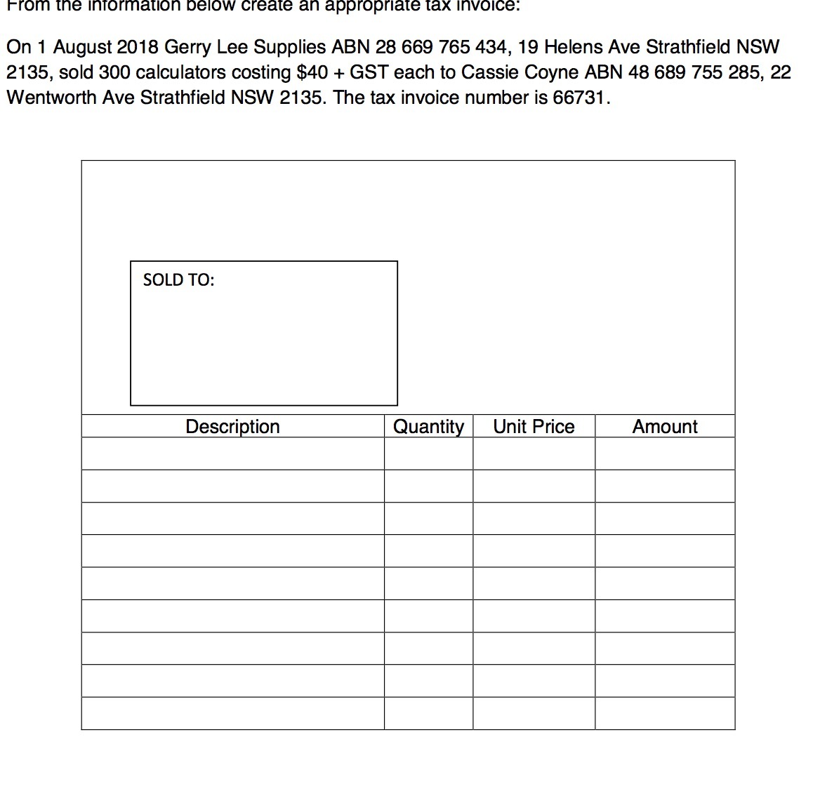 August 2018 Gerry Lee Supplies ABN 28 669 765 434, 19 Helens