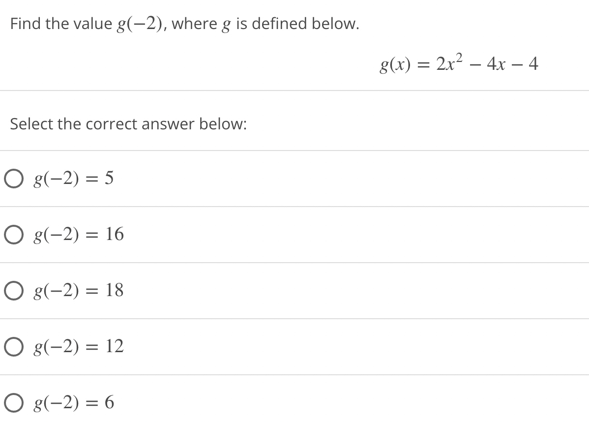 2x2 4x 4 Select the correct answer below: 0 312) = 5