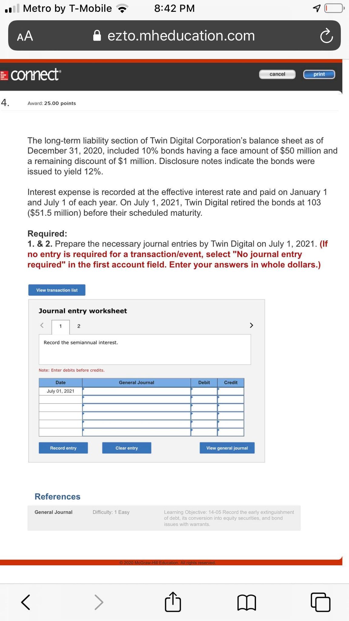 25.00 points On January 1, 2021, Tennessee Harvester Corporation issued debenture bonds