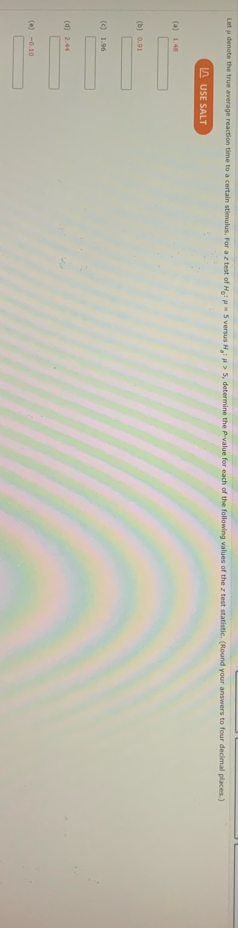 Let u denote the true average reaction time to a certain