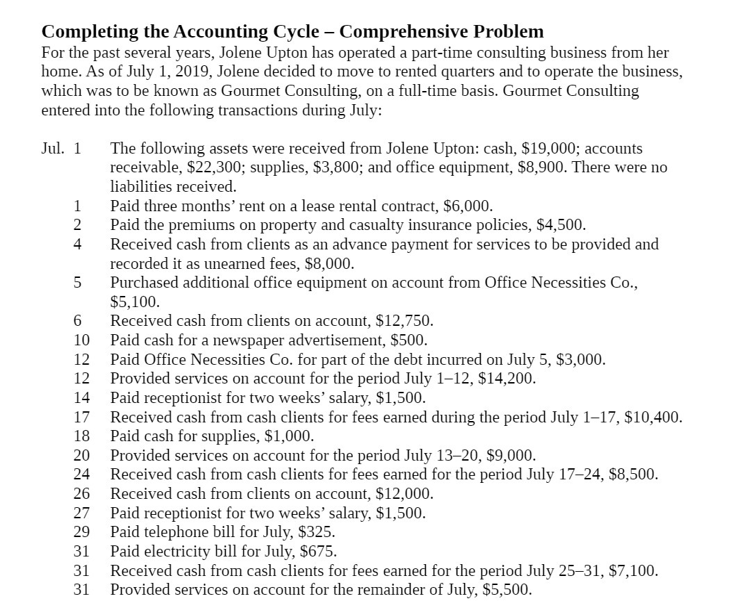 Completing the Accounting Cycle Comprehensive Problem For the past several years,