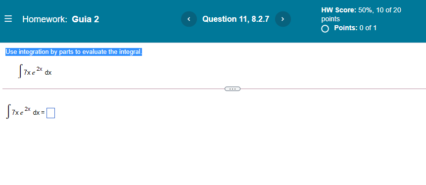 Homework: Guia 2 Question 11, 8.2.7 HW score: 50%, 10 Of 20