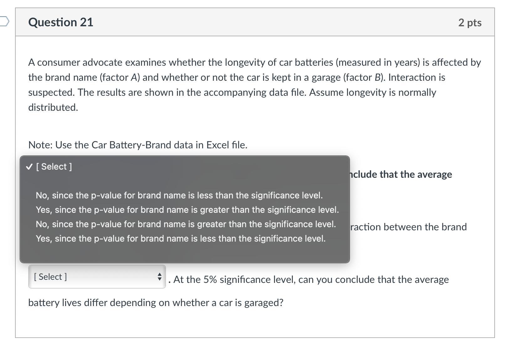 Car Battery-Brand data in Excel file. [ Select ] . At the