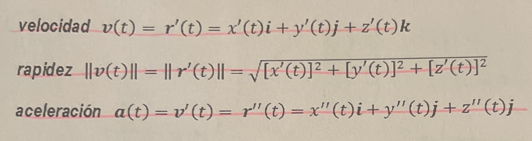 r(t) = x(t)i + y(t)j + z(t)k Discuta todo cambio en posicin,