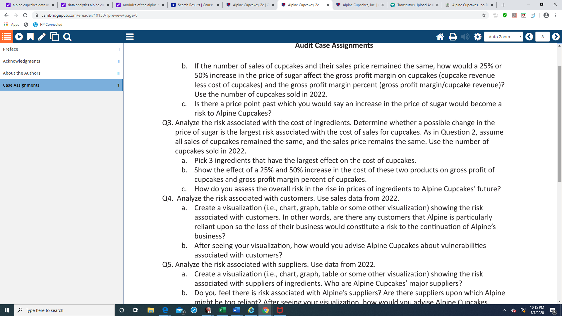 y alpine cupcakes data m x y! data analytics alpine cu