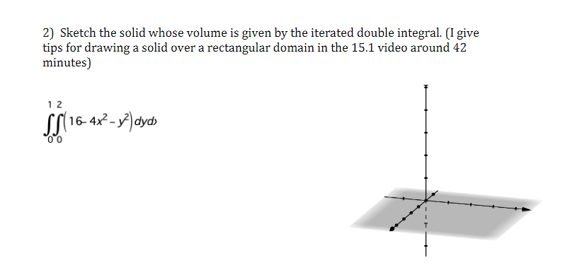 double integral. (I give tips for drawing a solid over a rectangular