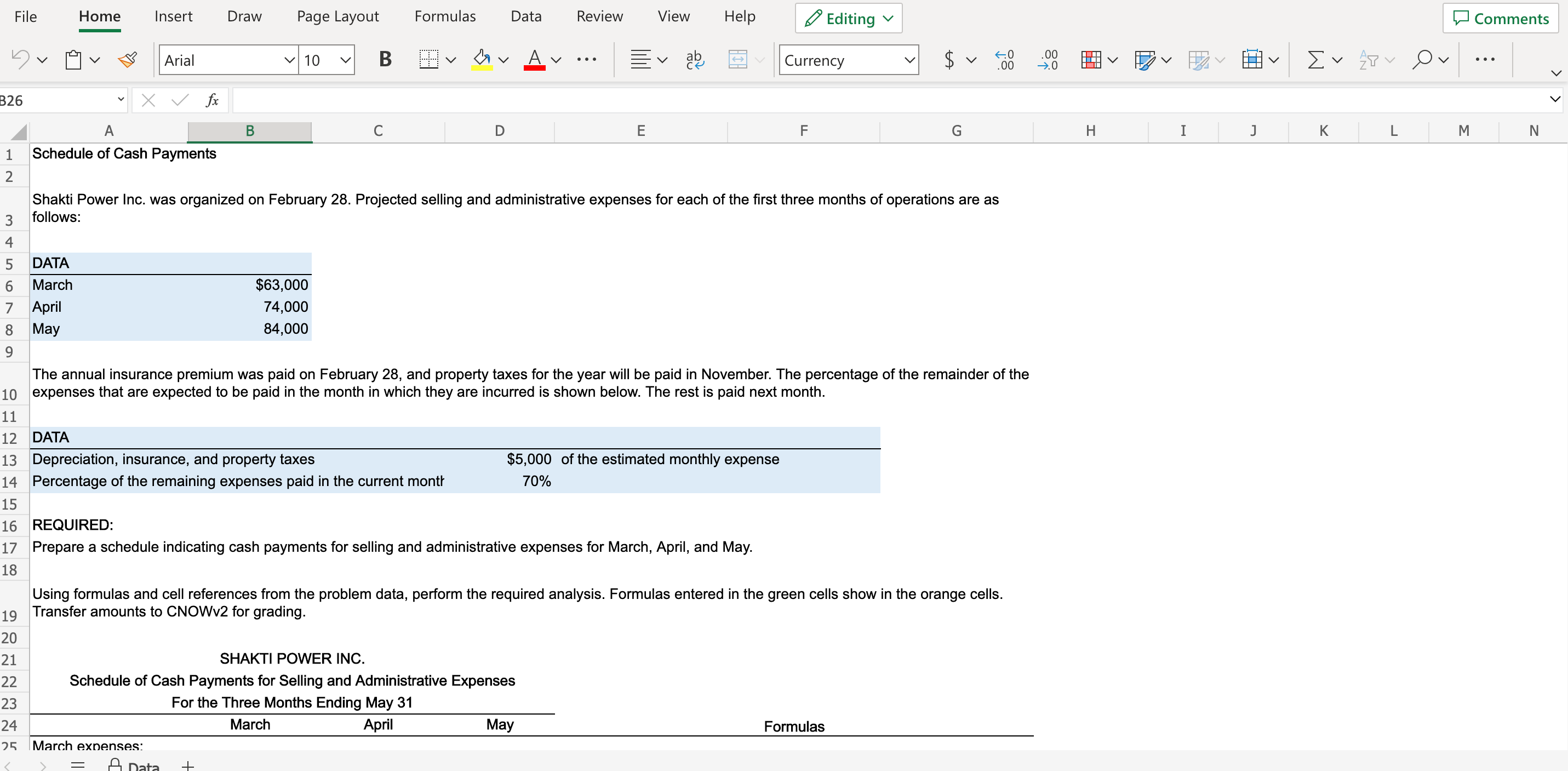 operations on March 31 of the current year. Projected manufacturing costs for