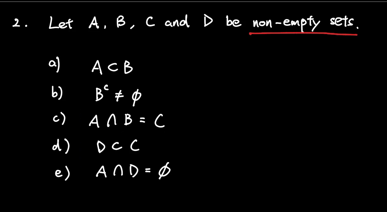 ) ACB (9 B' + q c) AnB = C d )
