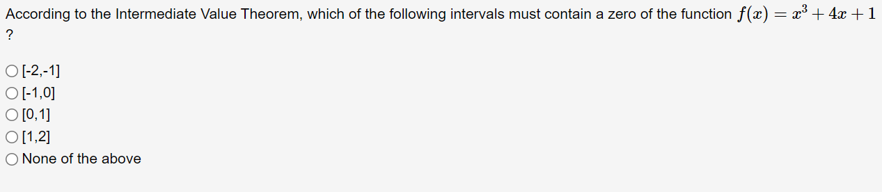 [-2,-1] 0 [4,0] 0 [0.1] 0 [1,2] 0 None of the above